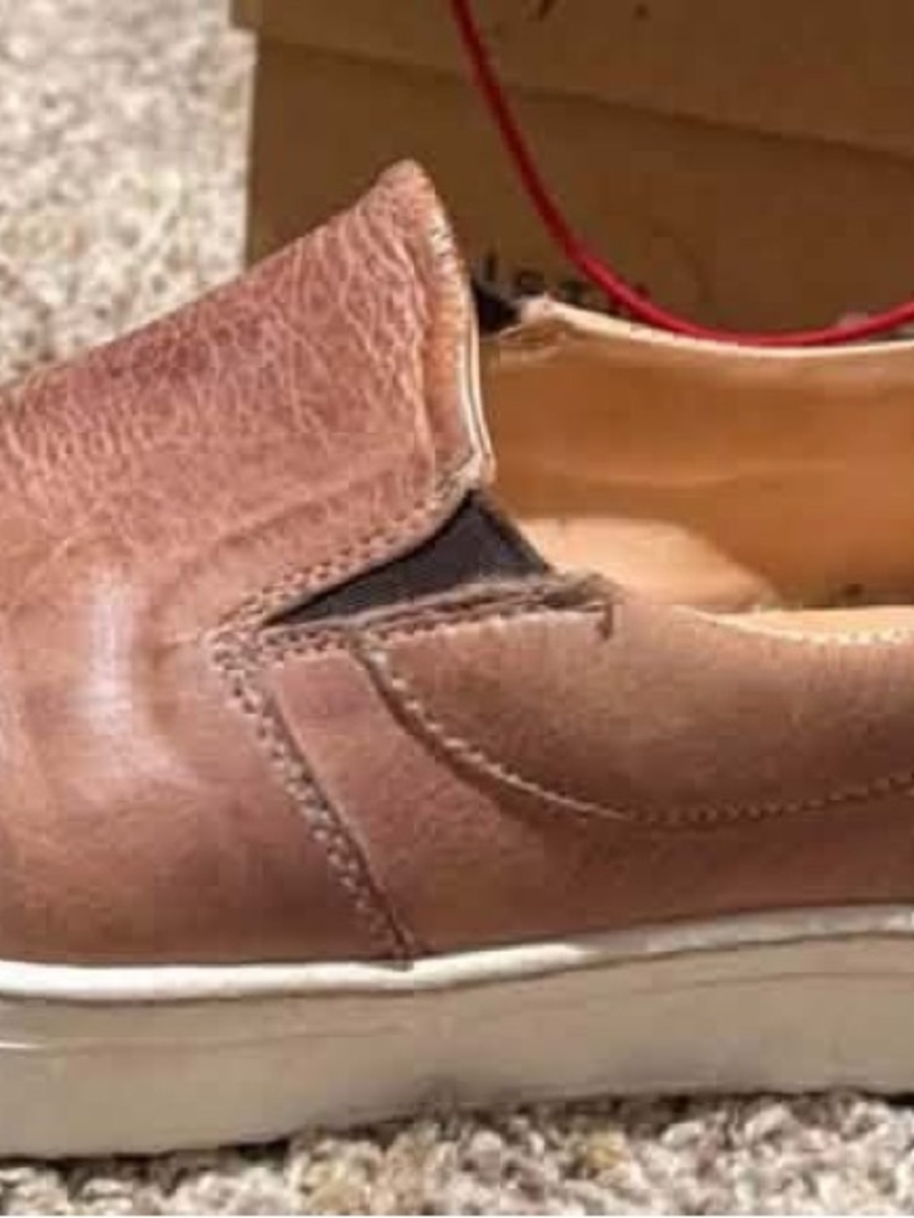 Bed Stu Women's Brown Leather Slip-On Loafer with White Sole